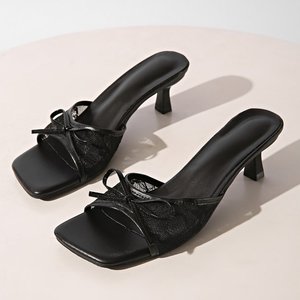 Sandalias de Tacón Fino con Lazo de Mariposa Bordado, Transpirables, de Malla, Estilo Europeo y Americano, Novedad de Verano F11 - Product Image 4