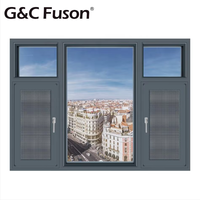 Fuson Hurricane Impact Écran fixe en verre et acier à mailles Fenêtre à battant française à double porte avec fonction de rupture thermique