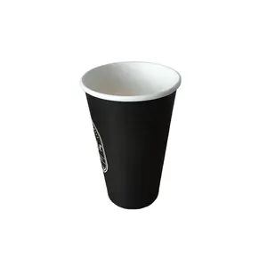 Wholesale factory supplier food grade internal coating single wall double wall paper cup with lid customized logo print
