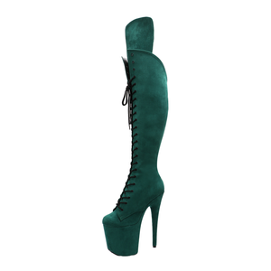 Bottines Gothiques 20 cm au-dessus du genou en similicuir, nouveau style, avec bande de dentelle de 8 pouces, pour Pole Dance, boîte de nuit, sexy, fétichisme, travestissement, automne-hiver - Product Image 1