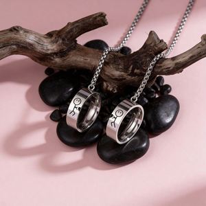 Collar con Anillo <span class=keywords><strong>de</strong></span> Acero Inoxidable <span class=keywords><strong>al</strong></span> por Mayor, Collana Con Ciondolo Ad Anello, para Siempre Suya, para Siempre Suya, para Parejas - Product Image 2