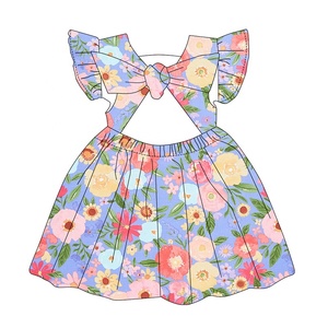 Kerui Ingrosso Abiti Estivi con Maniche a Volant per Bambine da 2 a 14 <span class=keywords><strong>Anni</strong></span> Stampe Personalizzate Vestiti per Ragazze - Product Image 4
