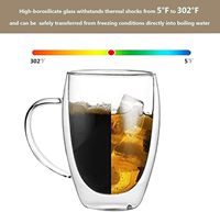 EX-02 Vente en gros 12oz 350ml Tasse à café en verre borosilicate Latte Thé glacé Verres à double paroi Tasses à café Mugs Tasses avec poignée