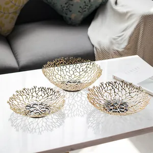 Nordic Plates Creative Odm Design Gold Zinc Alloy Metal Craft Decoration Bowl for Fruits