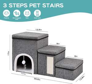 Moderne design honden trap, huisdier trap, opbergkast voor kleine honden en oudere katten, 3-traps - Product Image 5