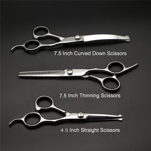 7.5inch White Paint Stainless Steel Pet Beauty <b>Scissors</b> Straight Cut Suit 3 Pack with Comb and Dense Tooth Braces for <b>Dogs</b> - Product Image 5