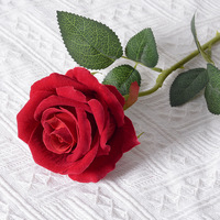 Rose en velours à tige unique en gros, petite rose artificielle pour cadeau de Saint-Valentin et décoration de mariage, commande en gros