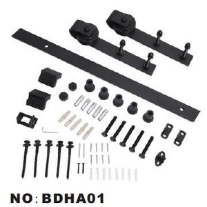 Kits d'accessoires pour <span class=keywords><strong>porte</strong></span> <span class=keywords><strong>coulissante</strong></span> de grange avec revêtement en poudre, rail de <span class=keywords><strong>placard</strong></span>, roulettes pour 4 portes coulissantes - Product Image 1