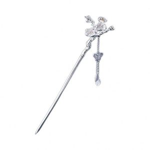Épingles à cheveux pour femmes, bâtonnets à cheveux de style ancien, épingles à cheveux vintage décorées de fleurs, nouvelle épinglette à cheveux en alliage de style chinois avec pompon oscillant - Product Image 5