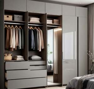 Santopova Free Design Prix d'usine Placard en bois pour chambres Conception de plain-pied Placard Mobilier de chambre Armoire - Product Image 4