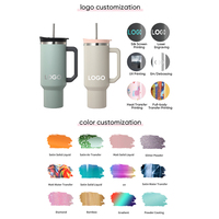 Gobelet isotherme en acier inoxydable de 40 oz avec poignée, impression de logo personnalisé, cadeau, tasse de voyage avec couvercle à paille coulissante