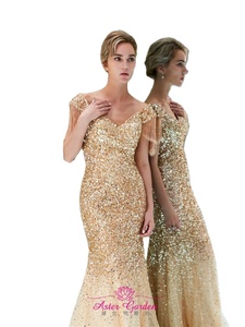 Champagne Evening <strong>Dress</strong> 2023 <strong>Off</strong> <strong>the</strong> <strong>Shoulder</strong> Crystal Beaded Evening Gown Floor Length Prom Party Gown Robe De Soiree PE24 - Product Image 4