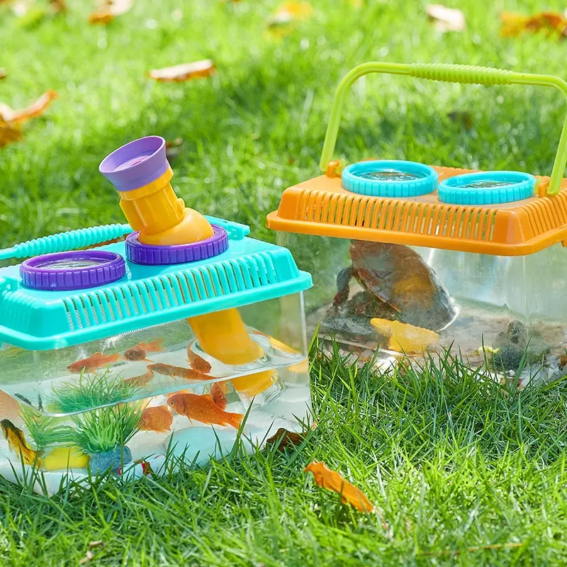 Lupa de juguete para niños, microscopio de colección con receptor de animales y plantas al aire libre