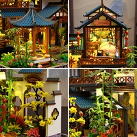 Hamaileon - Fabrication directe d'usine - Kit de maison miniature décorative LED de style chinois classique - DIY - Pavillon traditionnel - Puzzle en bois 3D