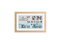 Station météo en bois véritable baromètre numérique thermomètre hygromètre intérieur extérieur température humidité moniteur Station météo