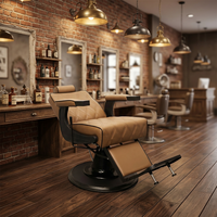 Fauteuil de Barbier en Cuir PU, Hydraulique, Pivotant, Réglable en Hauteur, Durable, Vente en Gros Direct Usine pour Salon de Coiffure Homme