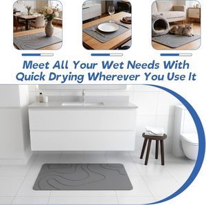 Tapis de bain en pierre de diatomite, séchage rapide, super absorbant, tapis en terre de diatomée, antidérapant et naturel pour le sol de la salle de bain, facile à nettoyer - Product Image 6