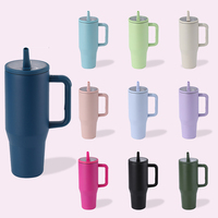 Nuevo vaso de coche a prueba de fugas de doble pared 40 OZ aislado al vacío de acero inoxidable moda señora vaso tazas con pajita y tapa