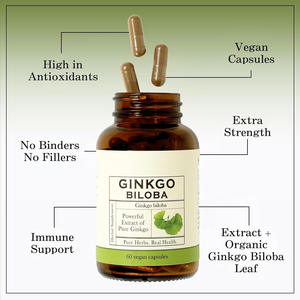 Suplemen Herbal Ginkgo Biloba dalam Bentuk Kapsul untuk Dewasa - Manfaat Pertumbuhan Rambut 60 Kapsul/Botol 2 Kali Sehari Umur Simpan 24 Bulan - Product Image 4