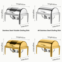 Fournitures pour hôtels et restaurants ensemble de chauffe-plats pour buffet chauffe-plats en acier inoxydable chauffe-plats en or 9L à couvercle roulé