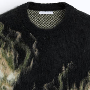 Custom OEM & ODM Men's Sweater Mohair <b>Jumper</b> <b>Pullover</b> Knitwear Jacquard Crew Neck Knit Top Designer Fuzzy Sweater Men - Product Image 6