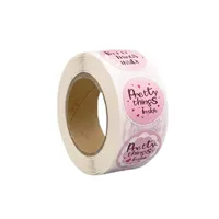 Pegatina redonda de PVC brillante impresa personalizada para sándwich, Pizza, hamburguesa, embalaje de papel térmico para material PET, pan, aperitivos, uso