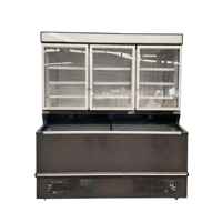 Vitrine Réfrigérée Commerciale à Double Température avec Congélateur Profond, Dégivrage par Air, Porte Vitrée, Réfrigérateur à Boissons et Congélateur Ouvert