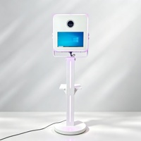 Vergrößerte Metall-Fotobox mit 15,6 Zoll verstellbarem Touchscreen, Kamera und LED-Lichtleiste für Bar, Hochzeit, Party-Verleih