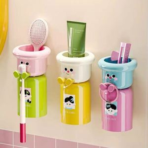 2025 New Arrival Cute Magnetic <b>Toothbrush</b> <b>Holder</b> Home Use Plastic <b>Toothbrush</b> Cup Wall-mounted Toothpaste <b>Holder</b> - Product Image 1