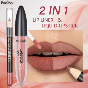 <span class=keywords><strong>BAOLISHI</strong></span> Venta de fábrica 2 en 1 Copa antiadherente Lápiz labial Delineador de labios Impermeable y sin decoloración Brillo de labios mate Juego de lápiz labial mate - Product Image 4