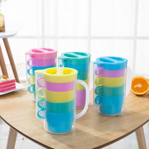 Jarra <span class=keywords><strong>de</strong></span> plástico con sello hermético <span class=keywords><strong>de</strong></span> 30 onzas con tapa y tazas para jugo casero, té helado, leche - Product Image 2