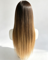 Perruque en cheveux humains péruviens originaux, stock d'usine, avec dégradé naturel, mèches brunes, cheveux humains vierges, perruques frontales en dentelle HD 13x4