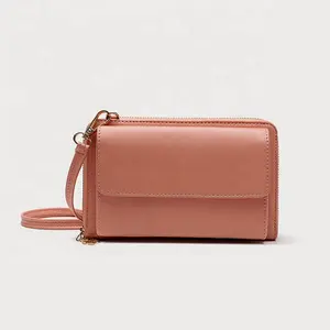 Boshiho cüzdan kadınlar şık minimalizm Sling çantalar 2021 cep telefonu çanta kadın çantası telefon kılıfı çanta cüzdan deri kayış ile