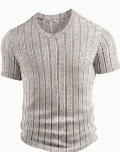 Vente en gros de t-shirts de sport en tricot avec logo personnalisé pour hommes chemises en tricot simples nouveau modèle de t-shirt pull pour hommes - Product Image 3