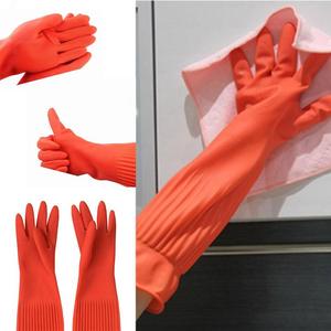 Custom Logo 45cm Long Latex <strong>Gloves</strong> Durable Non-Slip Reusable Household Rubber For Kitchen Cleaning Dishwashing Waterproof Medium