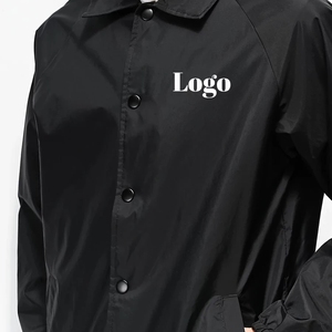 Custom Printed Logo Fashion <strong>Black</strong> <strong>Windbreaker</strong> <strong>Men</strong> Casual Nylon Coaches Jacket - Product Image 3
