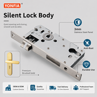 YONFIA 8078P09 Poignée de porte minimaliste en alliage de zinc avec plaque arrière, serrure sécurisée pour porte intérieure en bois, quincaillerie pour hôtel et appartement
