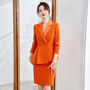 Traje Elegante <span class=keywords><strong>de</strong></span> Poliéster Naranja Antiarrugas hasta la Rodilla <span class=keywords><strong>para</strong></span> <span class=keywords><strong>Mujer</strong></span>, Ideal <span class=keywords><strong>para</strong></span> Primavera, <span class=keywords><strong>Otoño</strong></span>, Fiestas <span class=keywords><strong>de</strong></span> Año Nuevo, Presentaciones y Discursos - Product Image 2