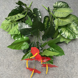 Plantas Artificiales <span class=keywords><strong>de</strong></span> Fábrica, 18 Palmeras Rojas, 12 Plantas Artificiales <span class=keywords><strong>de</strong></span> <span class=keywords><strong>Oreja</strong></span> <span class=keywords><strong>de</strong></span> <span class=keywords><strong>Elefante</strong></span> con 12 Ramas, Pequeña <span class=keywords><strong>Planta</strong></span> Artificial en Maceta para Decoración del Hogar - Product Image 2