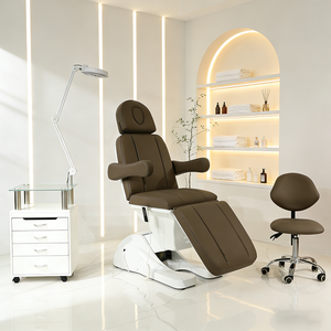 Tempat Tidur Spa Elektrik Modern Berbahan Kulit Cokelat 3/4 untuk Perawatan Bulu Mata, Wajah, dan Estetika, Meja Pijat yang Dapat Disesuaikan, Kursi Kosmetik untuk Salon Kecantikan - Product Image 1