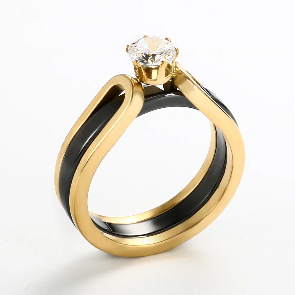 Fede nuziale in acciaio inossidabile medio nero forte anello durevole anello di alta qualità per fidanzamento e matrimonio
