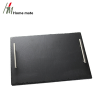 Homemate Factory Direct Wholesale 40x30cm Ardoise naturelle noire avec poignées en acier inoxydable
