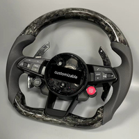 Volante de Fibra de Carbono Forjado Personalizado para Audi A3 A4 A5 A6 A7 A8 Q2 Q3 Q4 Q5 Q7 TT R8 con Opciones de Cuero/Alcántara, Plug and Play