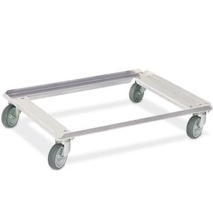 Alu-Transportroller Für Euro-Stapelbehälter 800x600 Mm, Graue Gummiräder, Deck Offen, Tragkraft 250 kg - Product Image 1