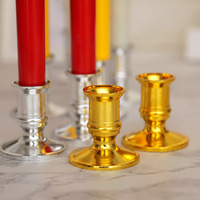 Bougies LED effilées scintillantes en gros, bougeoirs plaqués or, rouge, jaune, blanc, à piles, électroniques, pour dîner, vente au détail