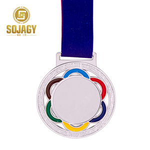 Logo personnalisé Blanks Sublimation Ribbon Awards Metal Trophy Sports Custom Trophées and Medals Plaques 2024 <span class=keywords><strong>Paris</strong></span> Gold Blank Medal - Product Image 5