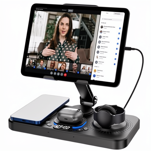 Multi Function 6 in 1 Wireless Charger Stand 15W Fast Foldable Charging Station with Tablet Stand for iPhone Watch Earphone