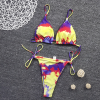 Bikini sexy en deux pièces pour jeunes filles, mini bikini tie-dye, string très court, maillot de bain disponible en plusieurs couleurs