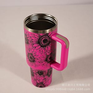 Stainless Steel Tumbler 40oz Insulated With Sunflower Design Travel Mug - Product Image 4