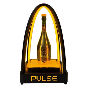 Support à vin lumineux LED en forme d'As de Pique, jaune, présentoir de bar éclairé, utilisation moderne pour les fêtes - Product Image 5